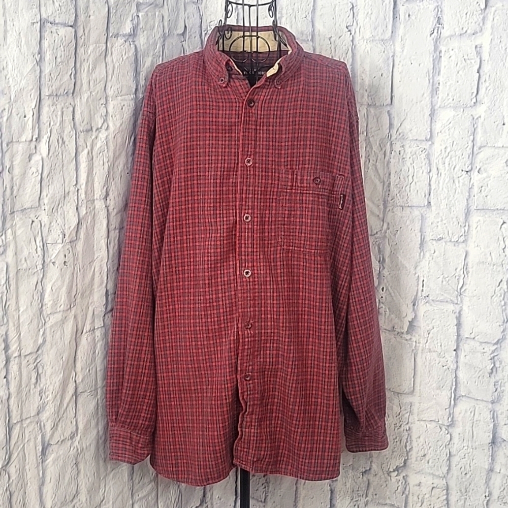 WOOLRICH Red and Gray Plaid Men's Flannel Shirt XL